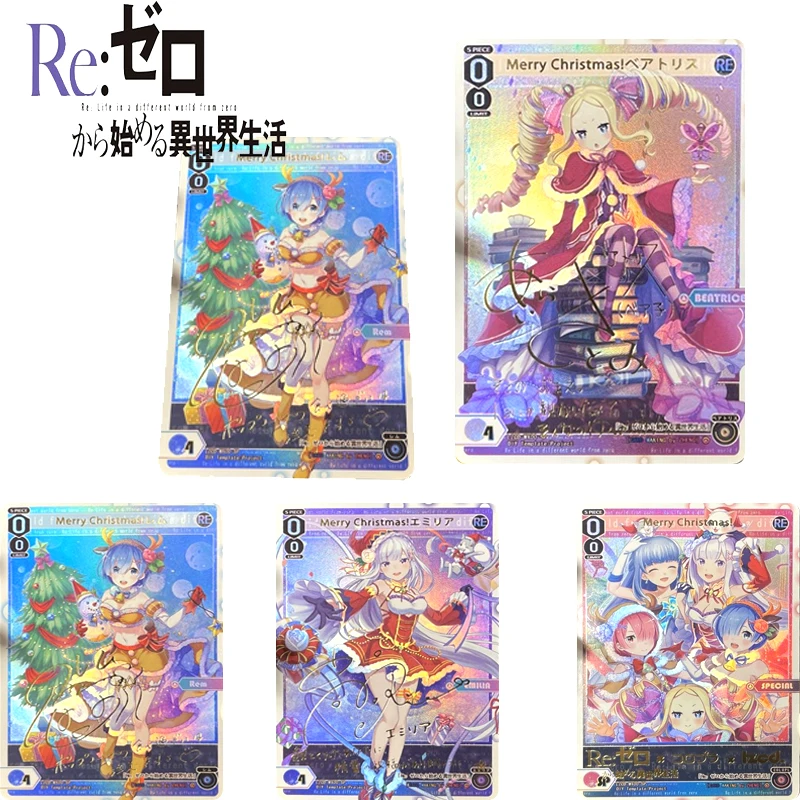 5Pcs/set Re:life In A Different World From Zero Ram Ram DIY Homemade Bronzing Game Toys Collection Card Christmas Birthday Gift