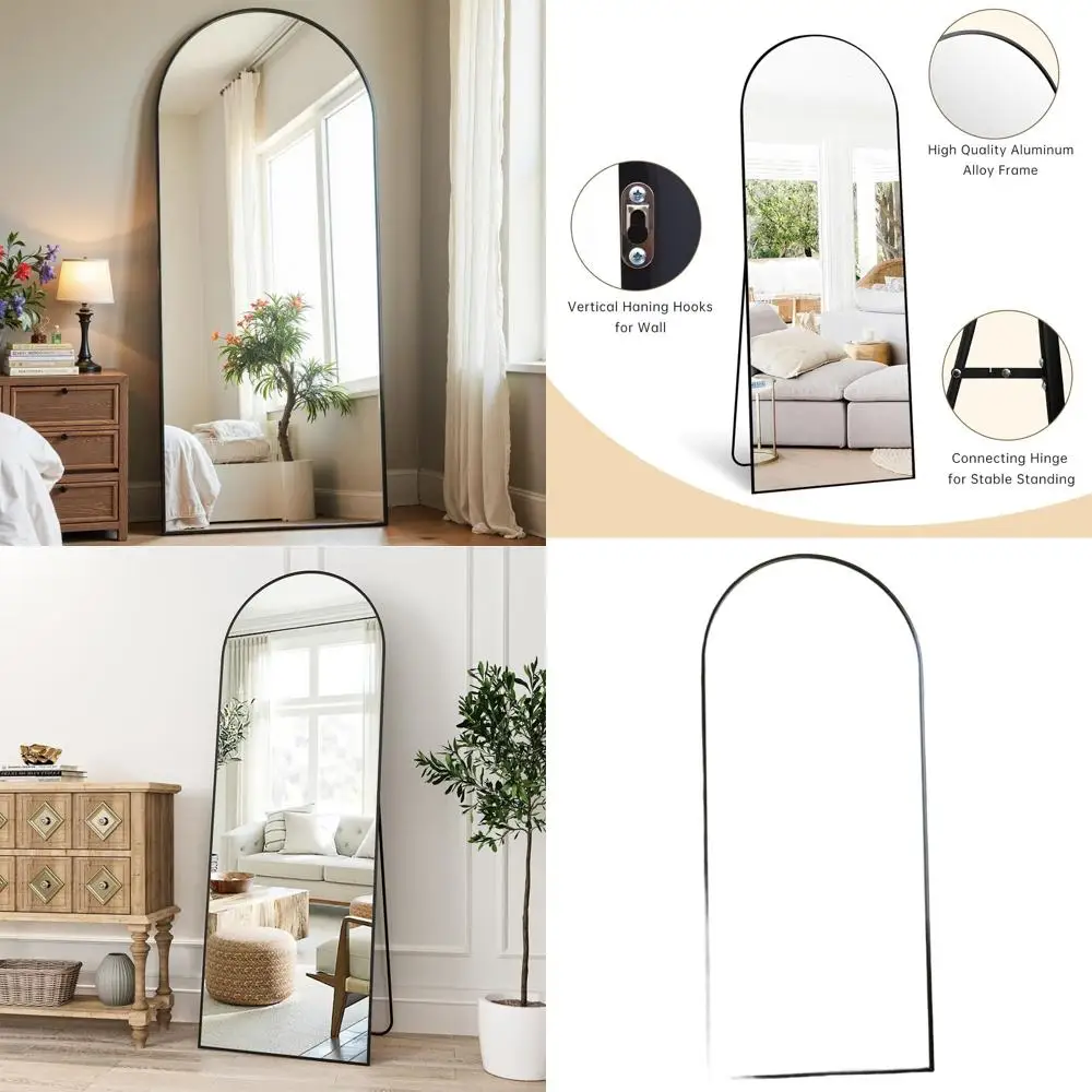 

Large 57x20 Arched Floor Mirror, Full-Length Leaning or Hanging Mirror for Home, Black Aluminum Frame