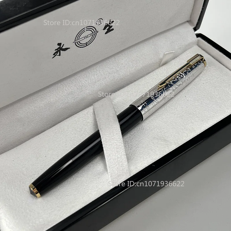 

Винтажная перьевая ручка Wingsung 601, двенадцать знаков зодиака, золотой зажим, поршень, перо из 14-каратного золота, перьевая ручка из стерлингового серебра S925, колпачок для ручки, подарок для письма