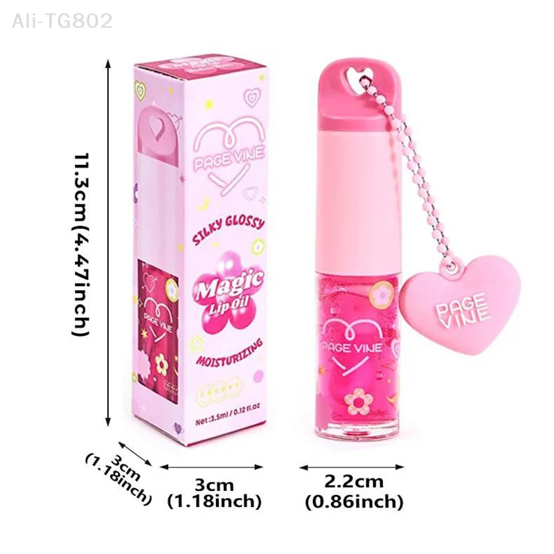 1Pc Long-Lasting Moisturizing Lip Gloss Easy Halo-Dyeing Mirror Finish Water Glass Lipstick with Love Pendant Pouty Lips Makeup