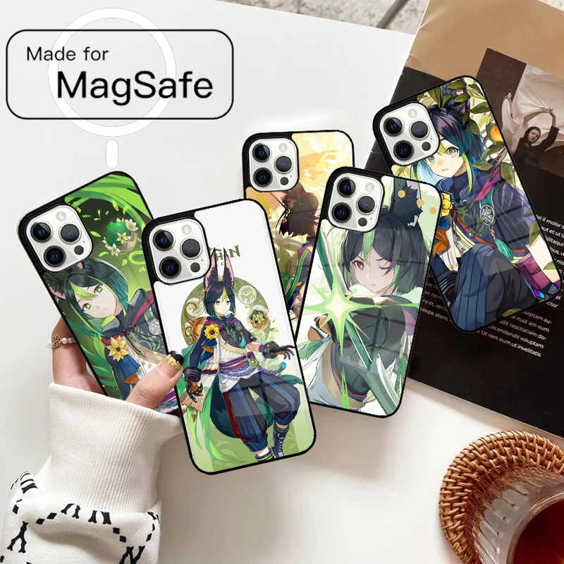 Магнитный чехол для телефона Genshin Impact Tignari для iPhone 17, Air 16e 12, 13, 14, 15, Pro Max, беспроводной чехол Magsafe