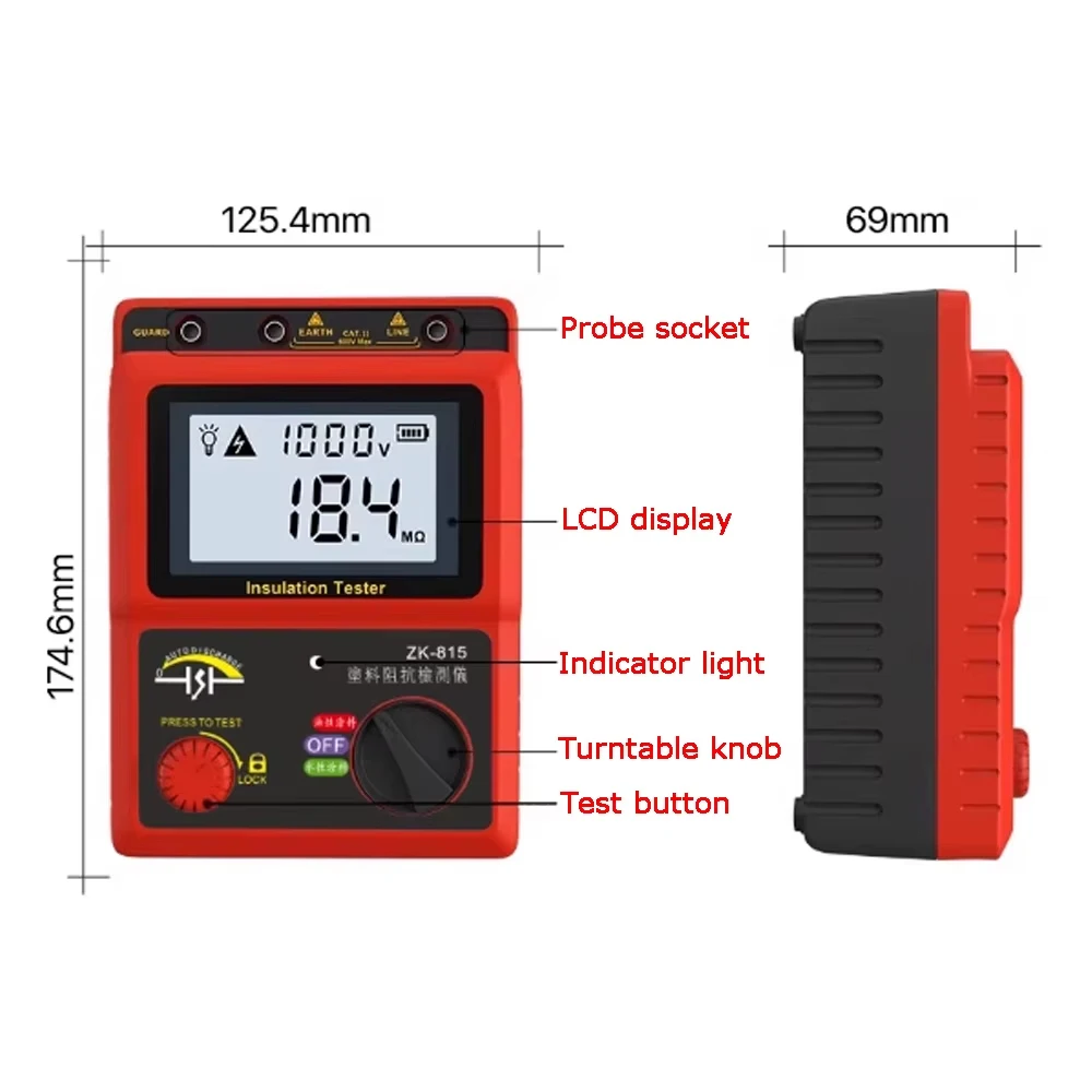 Paint Resistance Tester Probe Solvent Resistance Coating Water and Oil Conductivity Meter  Zk-815