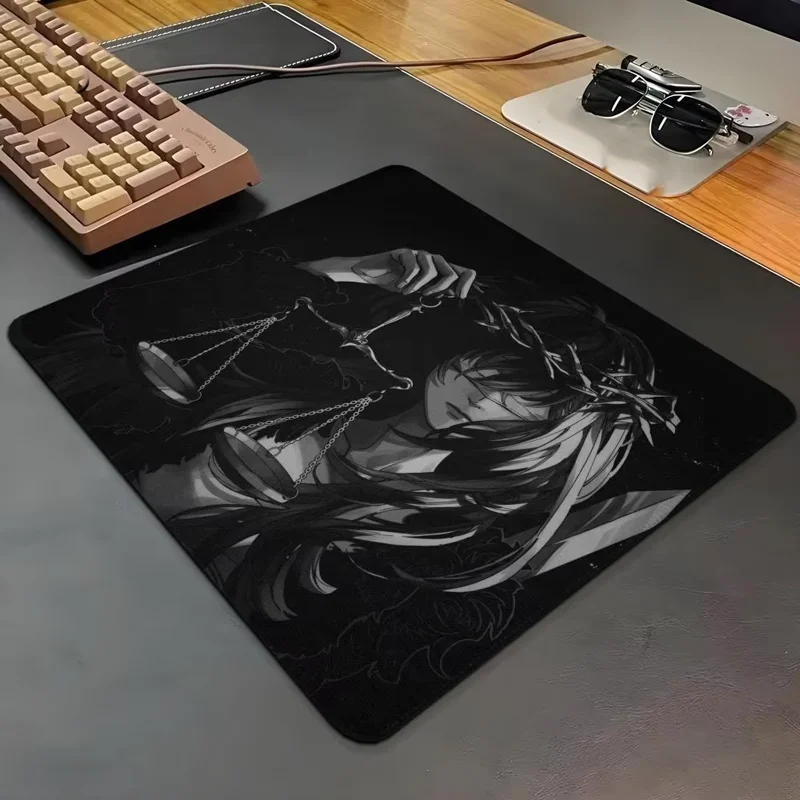 Dark Angel Anime Knight Girl Photovoltaic Glass Mouse Pad Waterproof Smooth Electronic Sports Games Office Desktop Decoration