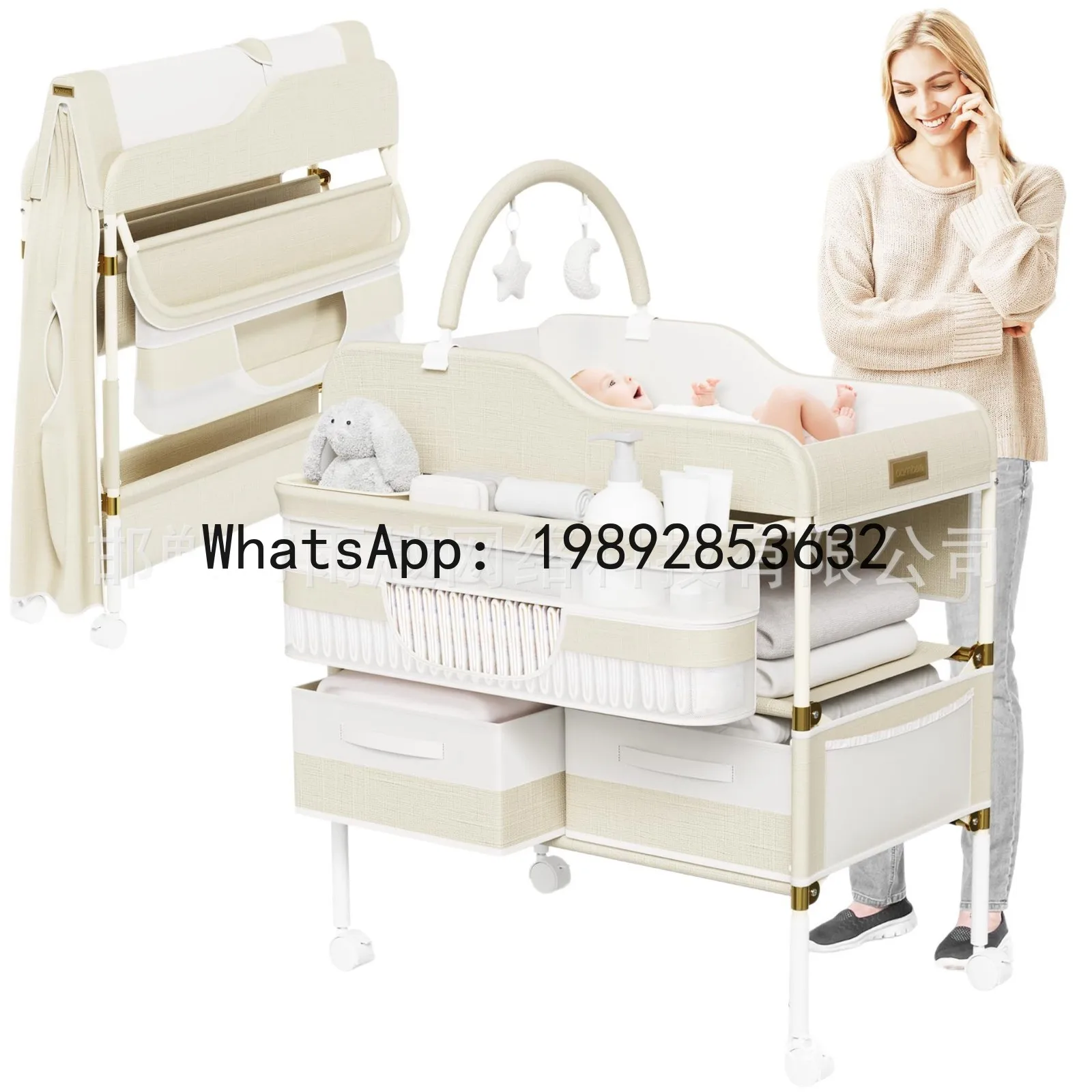 طاولة رعاية الرضع طاولة تغيير الحفاضات محمولة قابلة للطي متعددة الوظائف تعمل باللمس تدليك حمام السرير الجدول #5