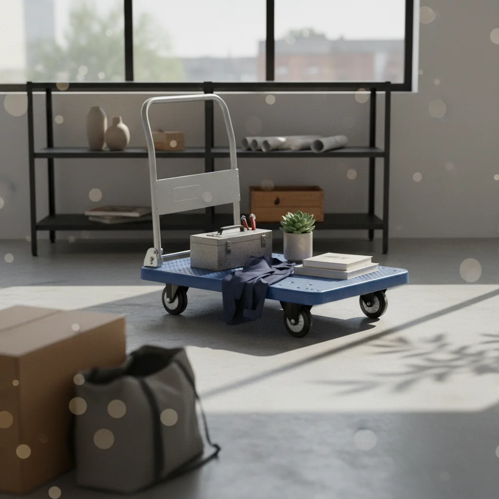 Folding Platform Cart Compact Push Cart with Wheels Folding Hand Truck Portable Flat Bed Moving Wagon Space-Saving