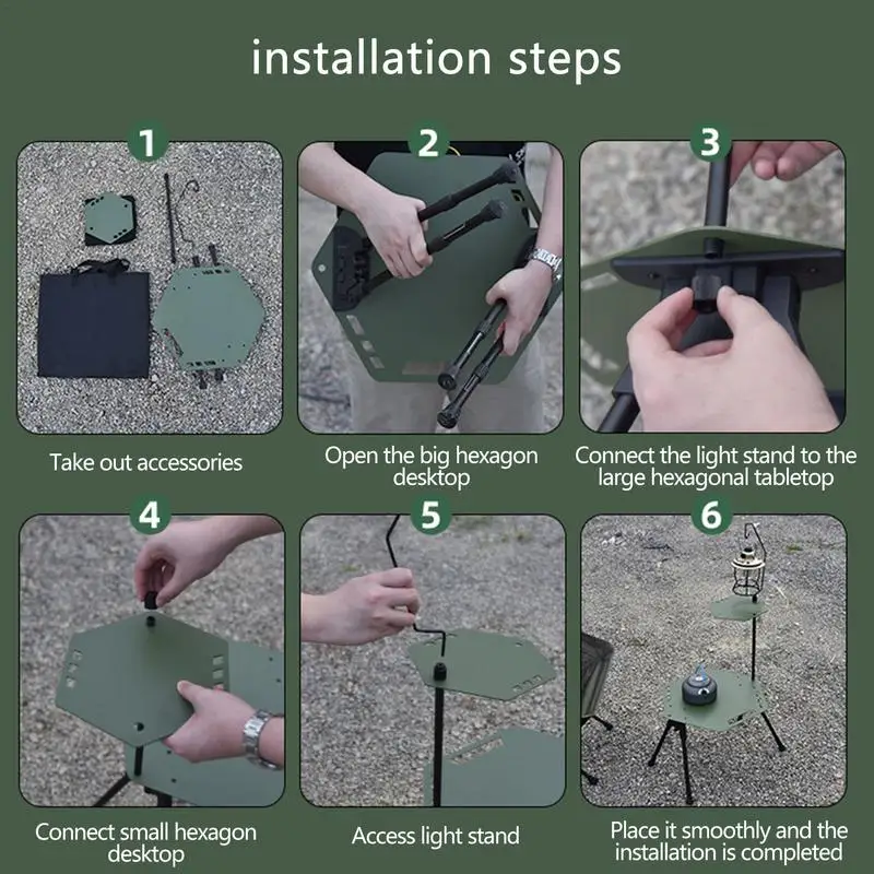 Imagem -04 - Mesa Dobrável Hexagonal de Acampamento com Suporte Leve Liga de Alumínio Mesa de Piquenique Elevador Portátil Mesa para Camping