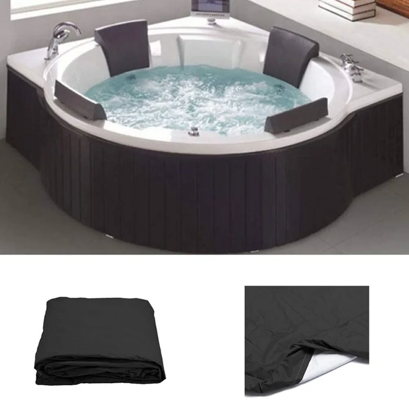 Round Hot Tub Cover Pool Dust Cover Bathtub Drawstring Oxford Cloth Cover For Outdoor Pool Brown