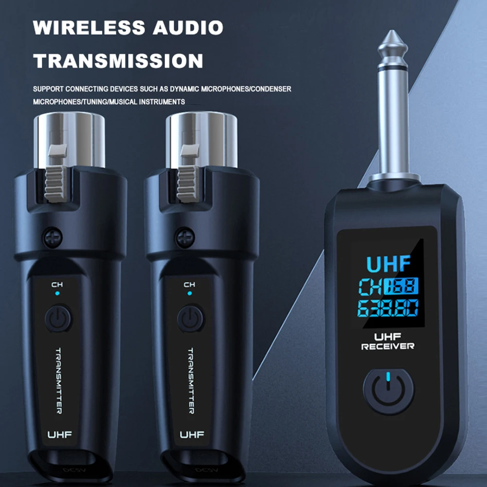 Drahtloser Mikrofonkonverter, XLR-Sender und Empfänger, Signaladapter für Audio-Mixer, dynamisches Mikrofon, E-Gitarre, Bass
