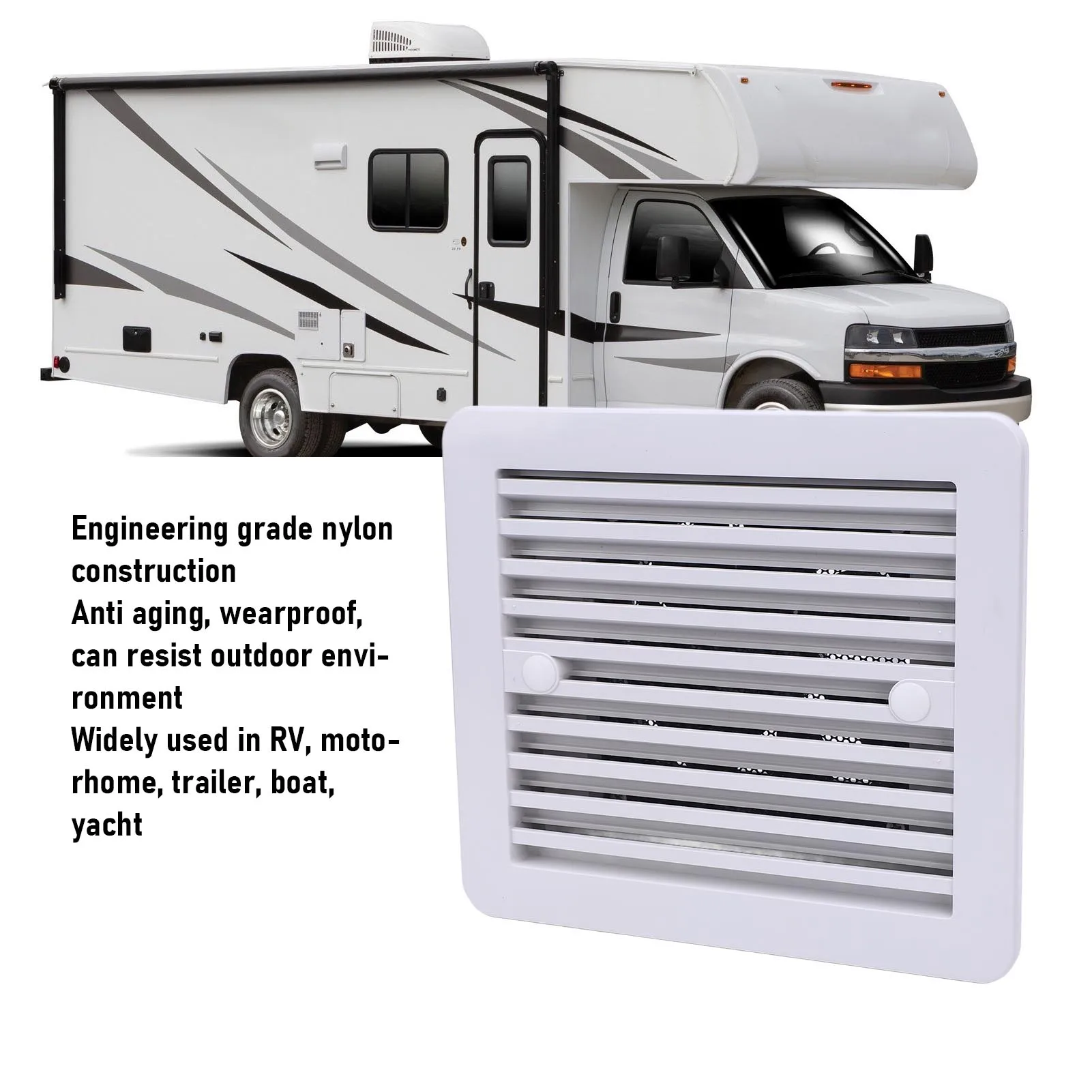 

Боковой вентилятор для автодома, 12 В, односторонняя бесшумная ветровая вентиляция, вытяжной вентилятор для дома на колесах, прицепа, лодки, кемпинга, яхт 8,07x7,28 дюйма