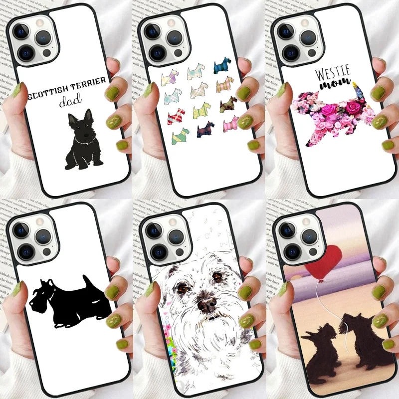 Westie Scottie Scottish Terrier Phone Case For iPhone 16 15 14 plus XR XS 11 12 13 Pro max Soft Shell Cover coque