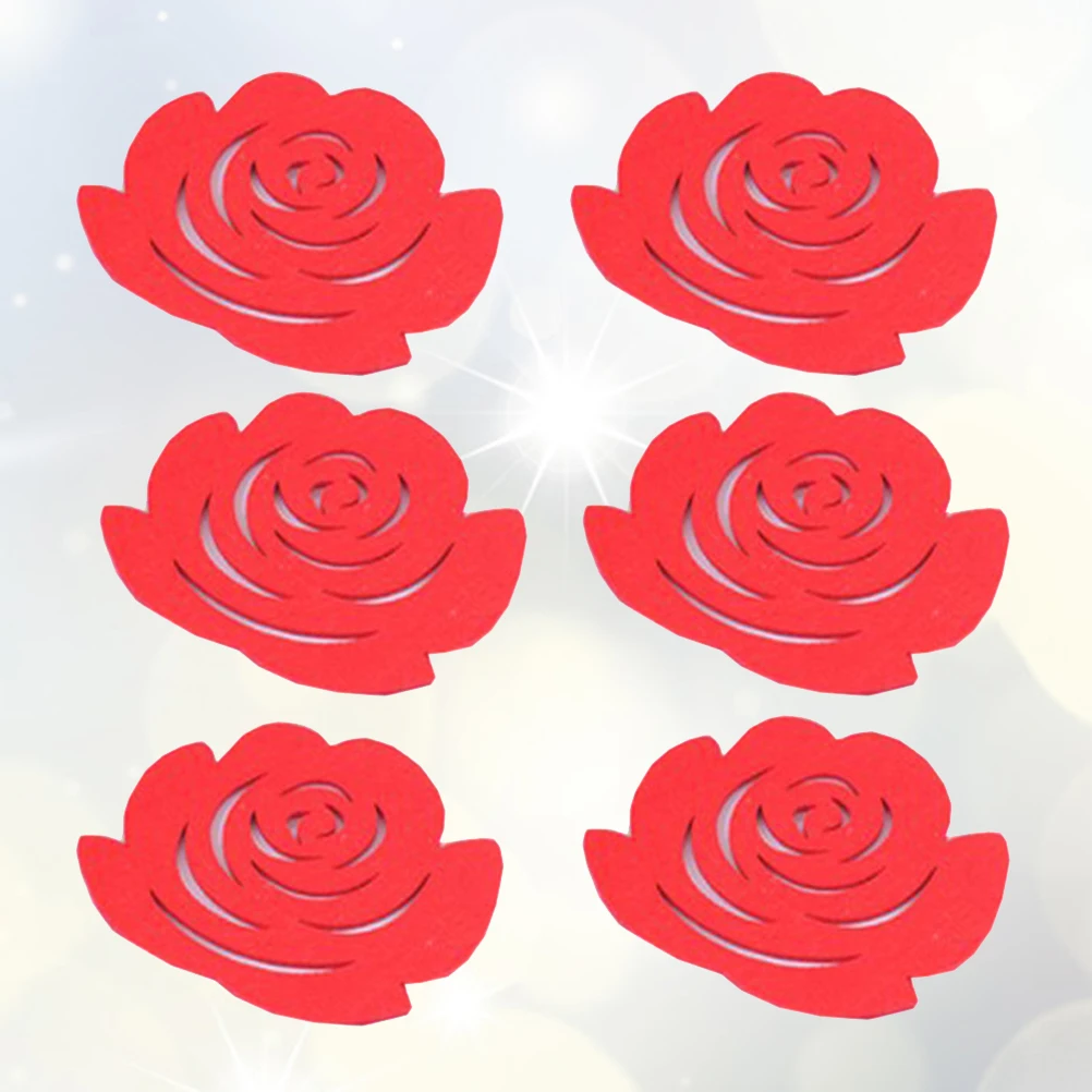 

6pcs Coasters Nonwovens Mats Anti slip Heat Insulation Flower Shaped Table Protection Decoration Coffee Mug Tea Cup