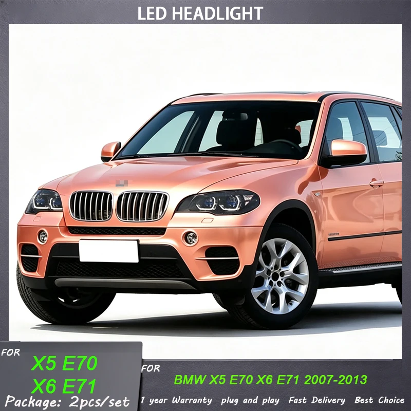 Headlights for BMW X5 E70 X6 E71 2007-2013 LED Headlamp Blue Laser Style DRL Signal Lamp Hid Automotive Angle Eyes Accessories