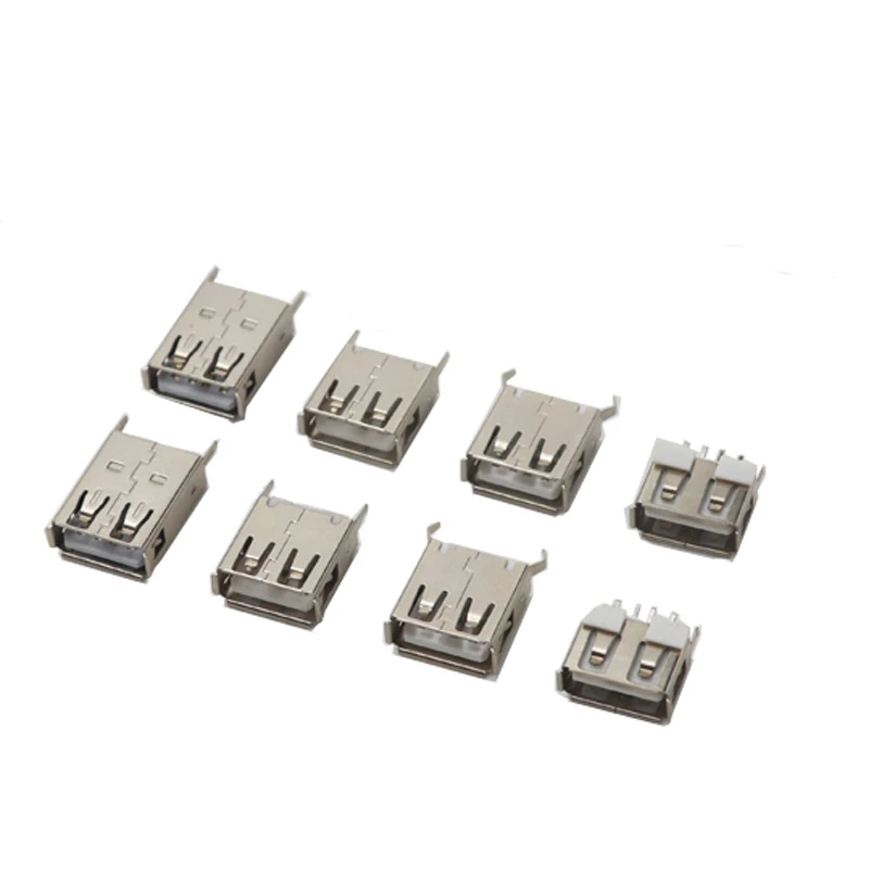 【30-10PCS】USB socket USB-A female AF180 degree female holder type A 13.7mm 17.5 straight foot vertical hem/flat port