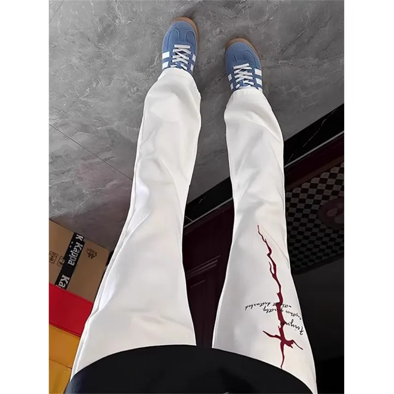 

Прямые расклешенные джинсы с милым принтом и молнией в американском стиле High Street Vibe