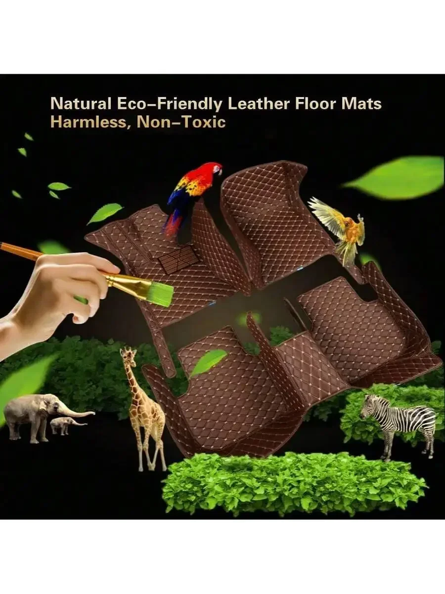 PU Leather Car Floor Mats For Toyota Prius 7 Seat 2012-2015 Waterproof Non-Slip Full Coverage Beige