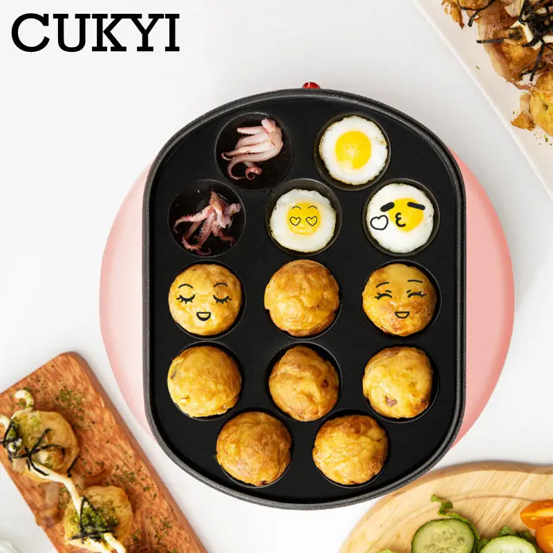 CUKYI Multifunctional Octopus Ball Maker Non-stick Omelette Hamgurger Making Machine Pancake Breakfast Making Children Snack DIY