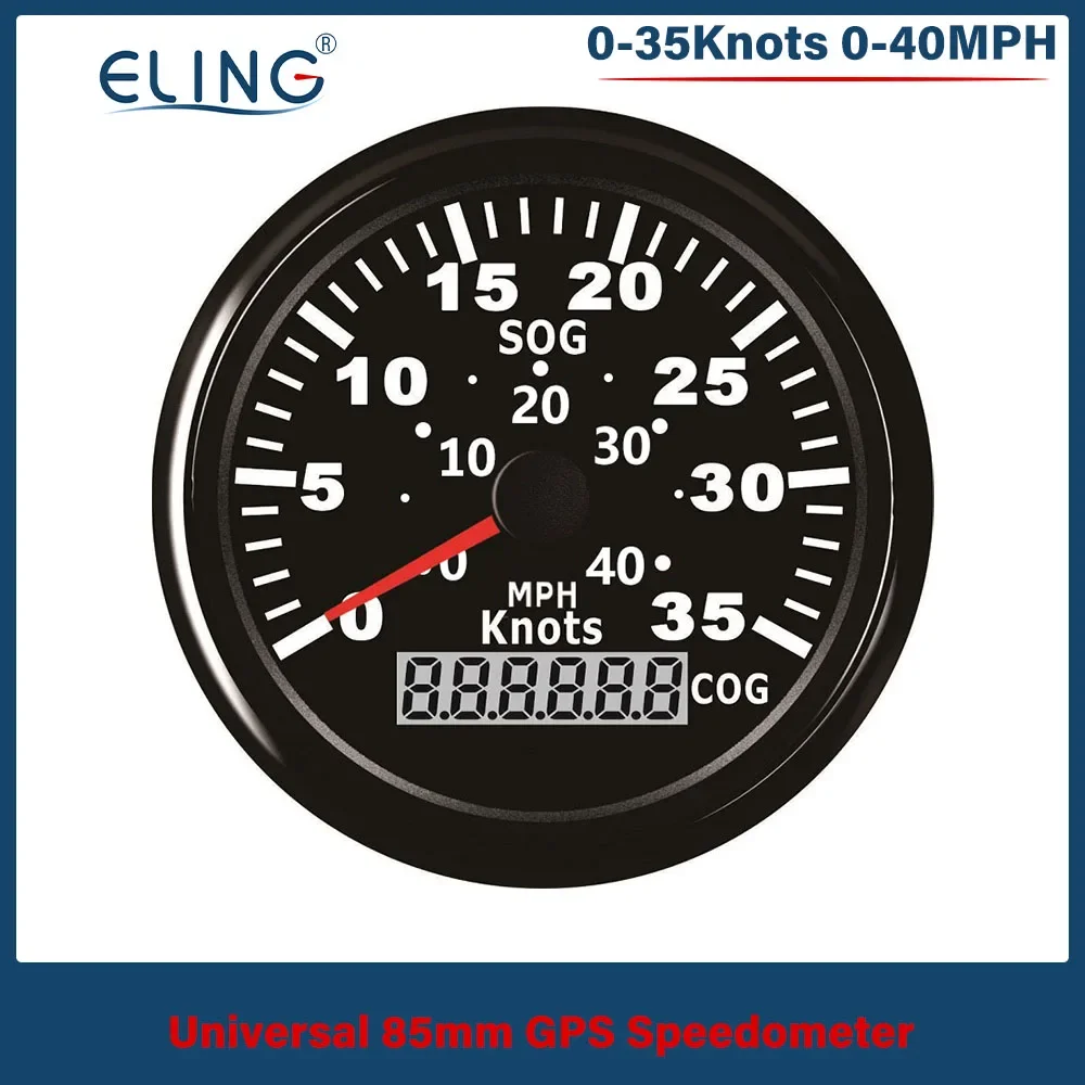 ELING Car Boat Universal 85mm GPS Speedometer With COG 0-15Knots 0-35Knots 0-70Knots 40MPH 70MPH 85MPH Display Red Backlight