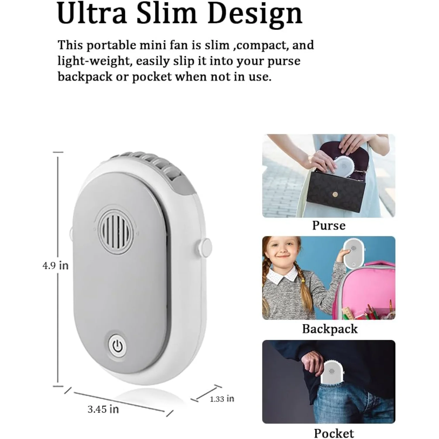 Portable Hanging Neck Fan Wearable Personal Handheld Fan Battery Operated USB Rechargeable  Speed Mini Handheld Air Cooling Neck