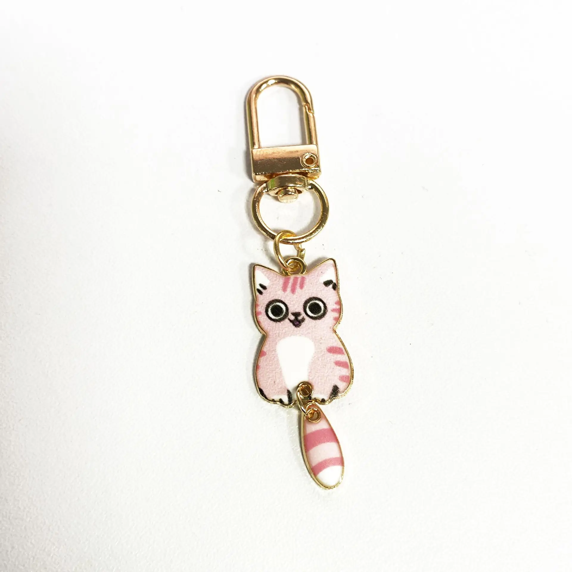 Cute Cartoon Kitten Custom Keychain, Key Ring Pendant