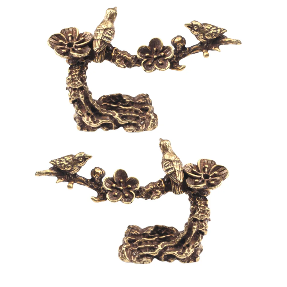 

2 Pcs Decorations Cuckoo Ornament Desktop Figurine Tabletop Adornment Brass Ornaments