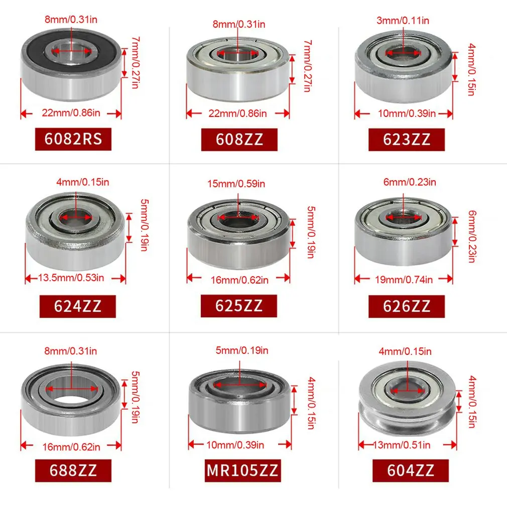 Bearings Mini Bearing Flanged Miniature Mini Deep Trough Ball Bearings Deep Flanged Pulley Wheel For 3D Printer