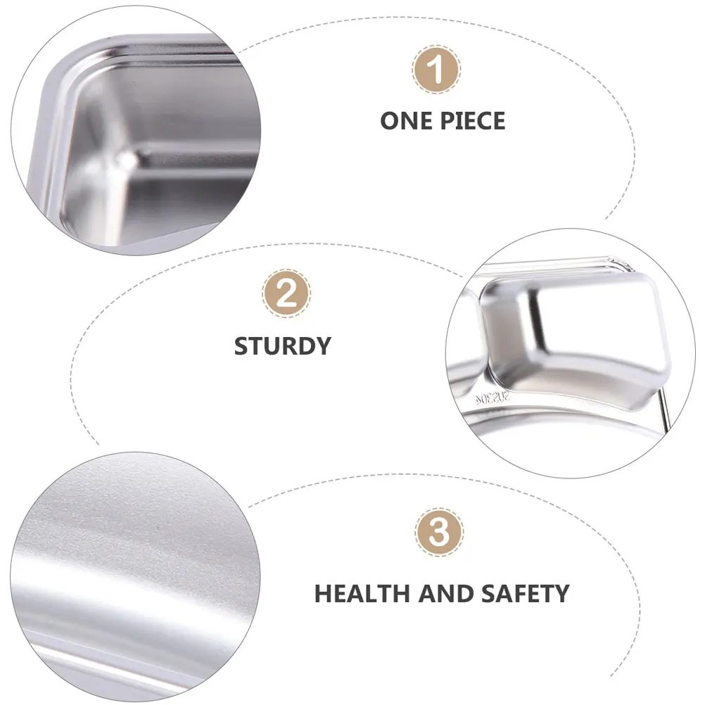 Plato de comida de acero inoxidable 304, rejilla apta para lavavajillas a prueba de herrumbre de calidad alimentaria, bandeja para aperitivos y frutas, vajilla de cantina para restaurante en casa, 1 ud.