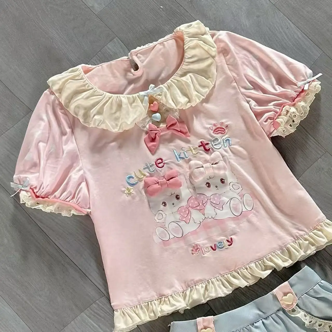 Japanese Kawaii T-Shits Women Casual Y2K Crop Top Sweet Lolita Tees Design for Girls Clothing Short Sleeve T Shirts Outwear Chic - view 3