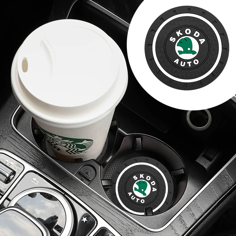 2pcs Car Auto Cup Holder Anti Slip Insert Coasters Pad Interior Accessories Universal For Skoda Octavia mk3 Rapid 2 Karoq Superb