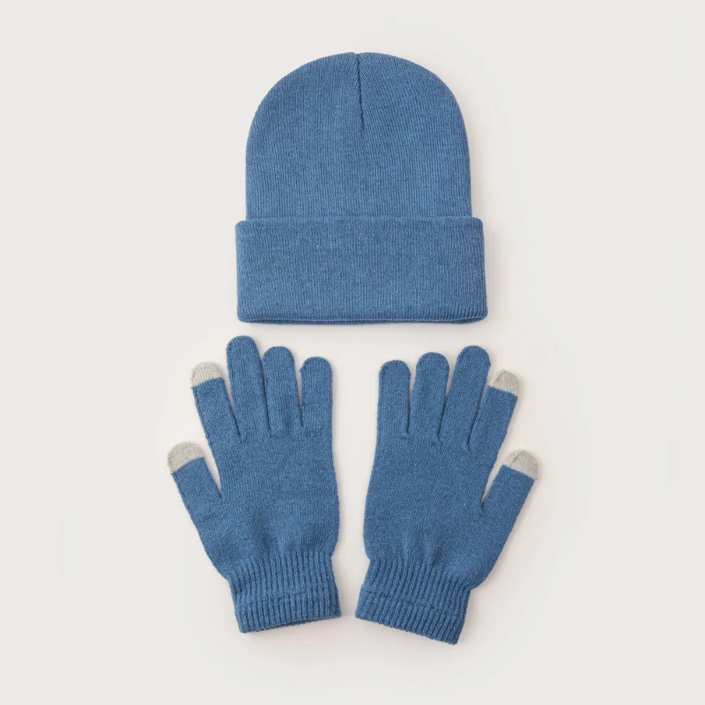 

New Cute 2025 Winter Hats with Gloves Girls Autumn Knitted Solid Hat Female Beanie Caps