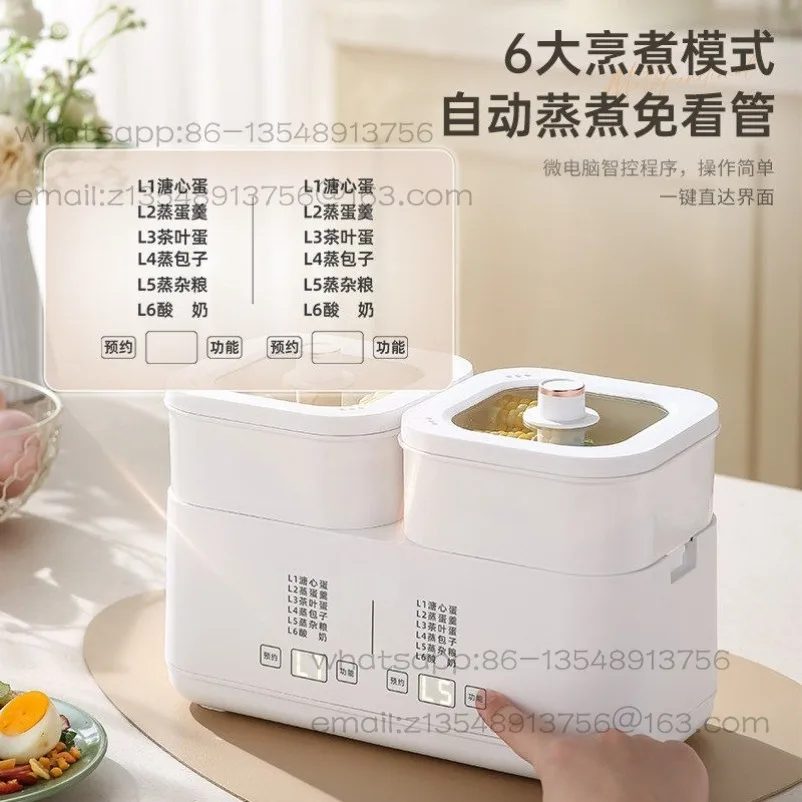 110V Electric Steamer Small Mini Household Breakfast Egg Steamer Cooking Integrated 1 Person 2 People Can Be Reserved