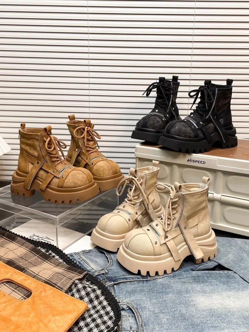 

Женские ботильоны «Челси» на платформе, дизайнерская спортивная обувь на шнуровке, новые зимние модные брендовые женские ботинки, прогулочная обувь Mujer