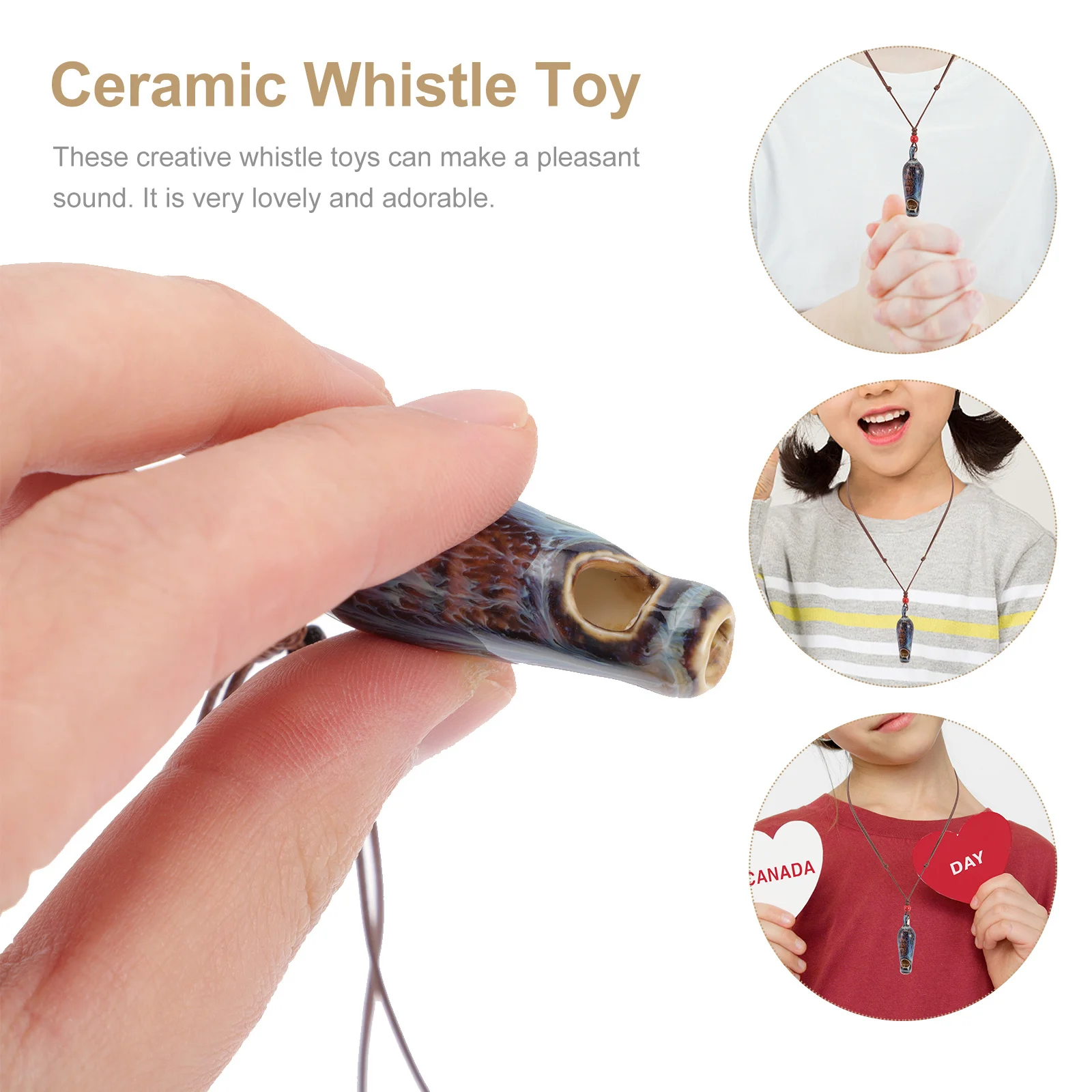 3Pcs Kids Ceramic Whistle Carrot Design Fun Sound Maker for Musical Creativity Development and Necklace Decoration