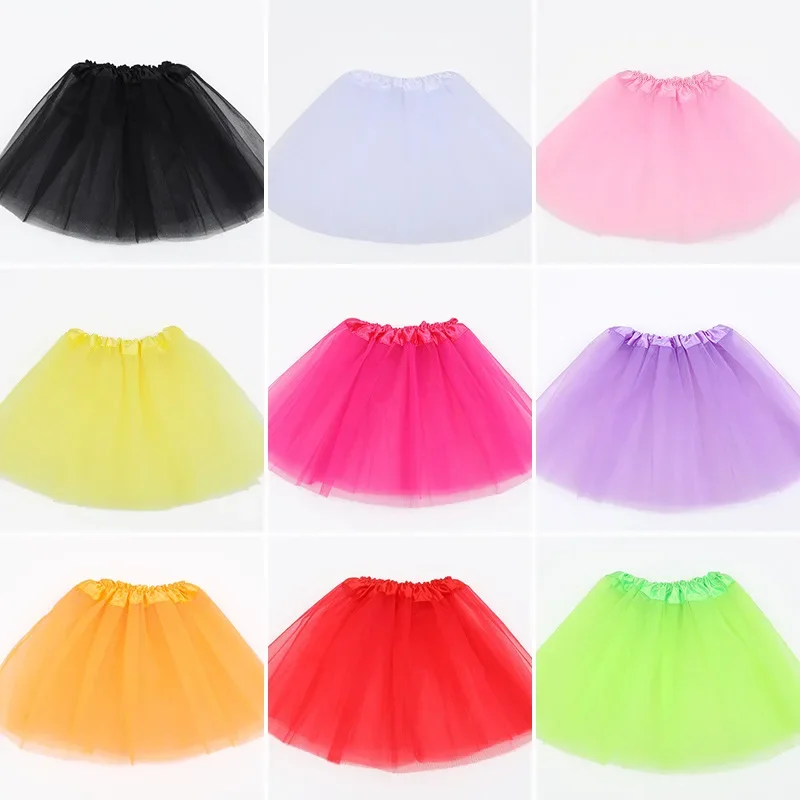 Girl tutu skirt Elastic Ballet Dancewear Tutus Mini Skirt For Birthday Party Dance 3 Layer Tulle for Kids Princess 2-8Y