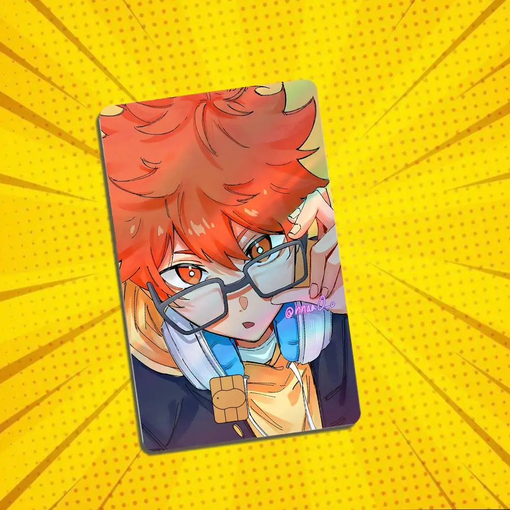 Profession Haikyuu Hinata Shoyo KageHina High Quality Anime Laser PVC Sticker Film Skin Cover For Metro Debit Credit Card