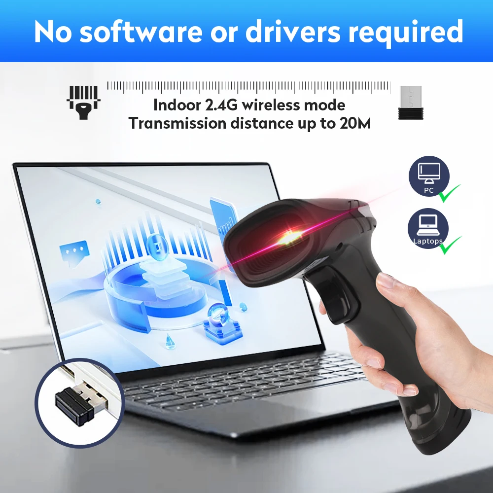 

05WB 1D/2D QR Code Reader Handheld Wireless CMOS Sensor 2-Second Scan Speed Passport-Size Capacity USB Document Scanner