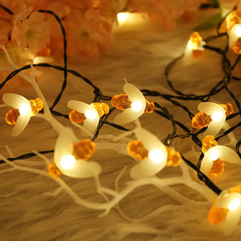 

5Pcs 1.5/3/6M Led Bee String Light Battery Power Fairy Honey Lights Garden Yard Party Wall DIY Decoration Acrylic Gift