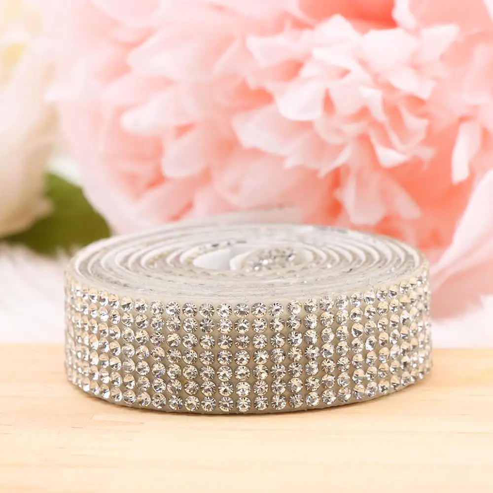 1 Yard Self-Adhesive Crystal Rhinestone Diamond Ribbon Trim Tape Sticker DIY Event Car Phone Decoration Arts Crafts