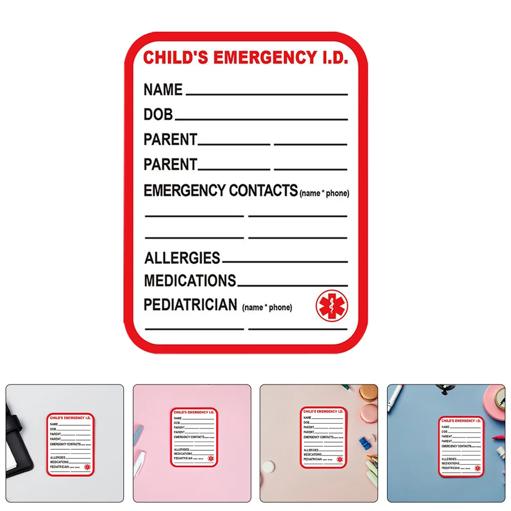 

10pcs Medical Information Sticker Bright Red Easy To See Name Medications Emergency Car Seat Stroller Backpack Diaper Bag