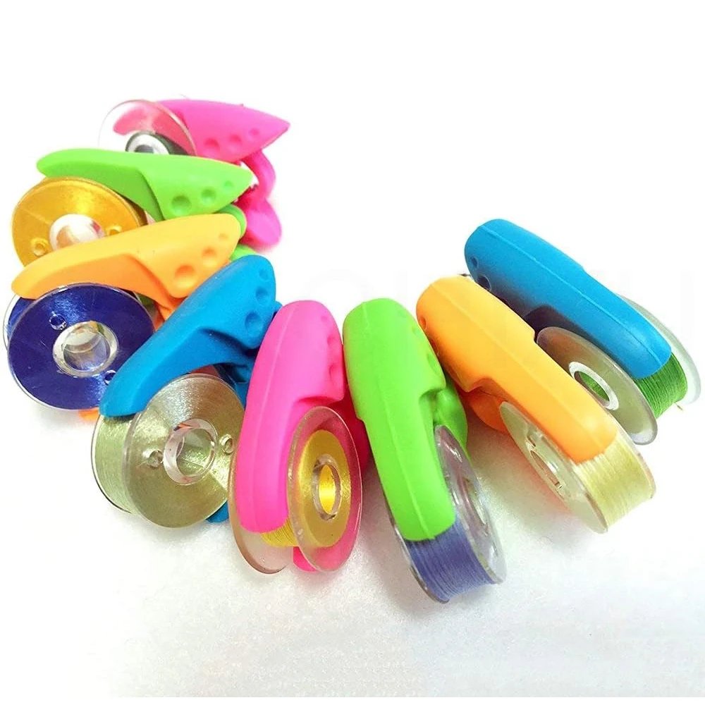 36pcs Assorted Colors Prewound Bobbin Thread and Bobbin Clamps With Case - Size A Class 15 SA156 For Embroidery Sewing Machines