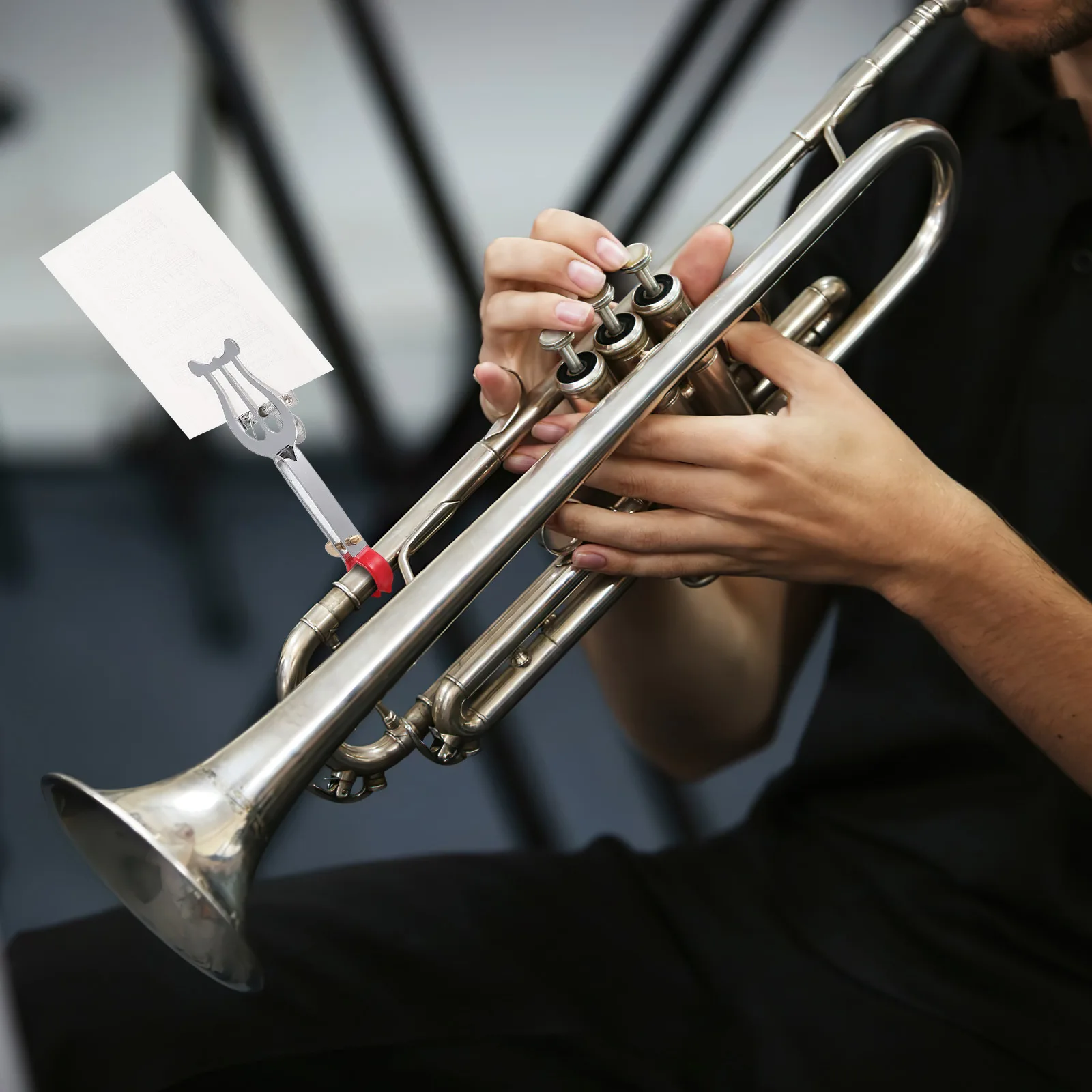 

1pc Folder Silver Plated Trumpet Music Sheet Holder For Marching Band Compact Sheet Music Clip French Horn File Paper Folder