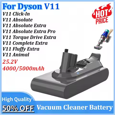 25.2V 4000/5000mAh for Dyson V11 Vacuum Cleaner Battery Rechargeable Battery for V11 Series Clip Type Replacement Battery