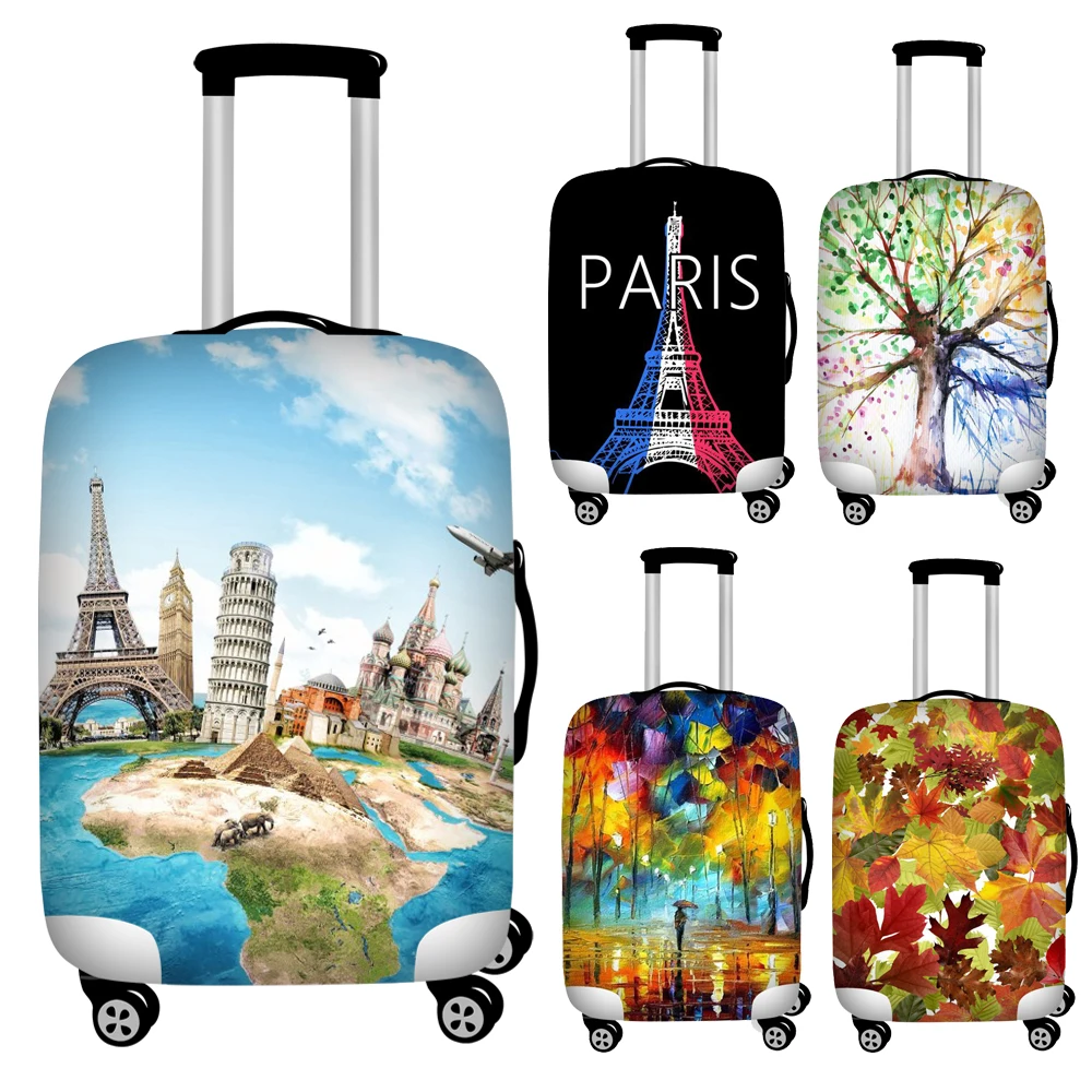 New Stretch Paris Print Travel Luggage Covers Removeable Suitcase Cover for 18''-32'' Trunk Case Travel Accessories Dust Cover