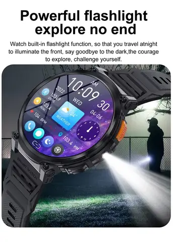 K66 Smartklocka Herr Bluetooth-samtal 1,85 tum 128 MB minne 730 mAh batteri Puls Blodtryck Utomhussport Ficklampa Smartklocka 10 best sales dk66 - №6