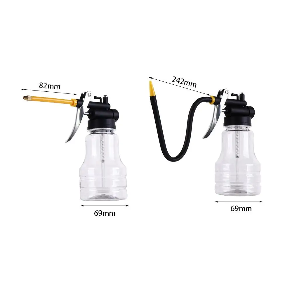 Portable Lubrication Oil Can High Pressure Transparent Oiler Pump 250ml With Oil Spray Hose Car Oil Pot Bottle Car Repair Tool