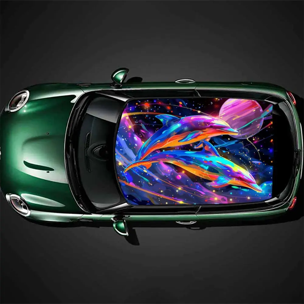 

Dolphin Journey graphic car vinyl wraps, vinyl car roof graphics, marine theme vinyl graphics car decals