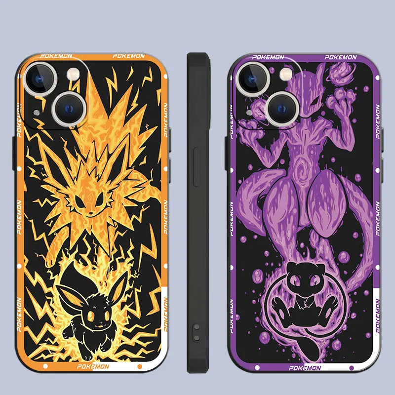 phone cases for IPhone 11 15 Pro Max 8 XS 12 14 7 Plus SE 13 6s XS Max 12 13mini Black fundas Cover Anime Cute Eevee Charizard