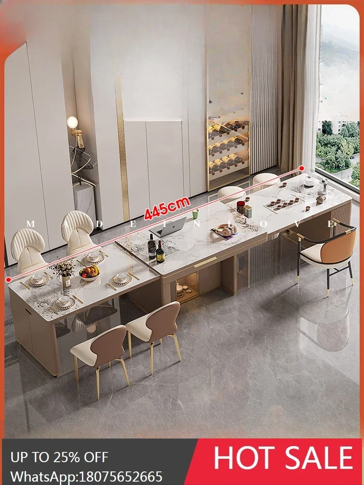 rock slab light luxury simple multi-functional Nakajima platform retractable tea table dining table and chair combination