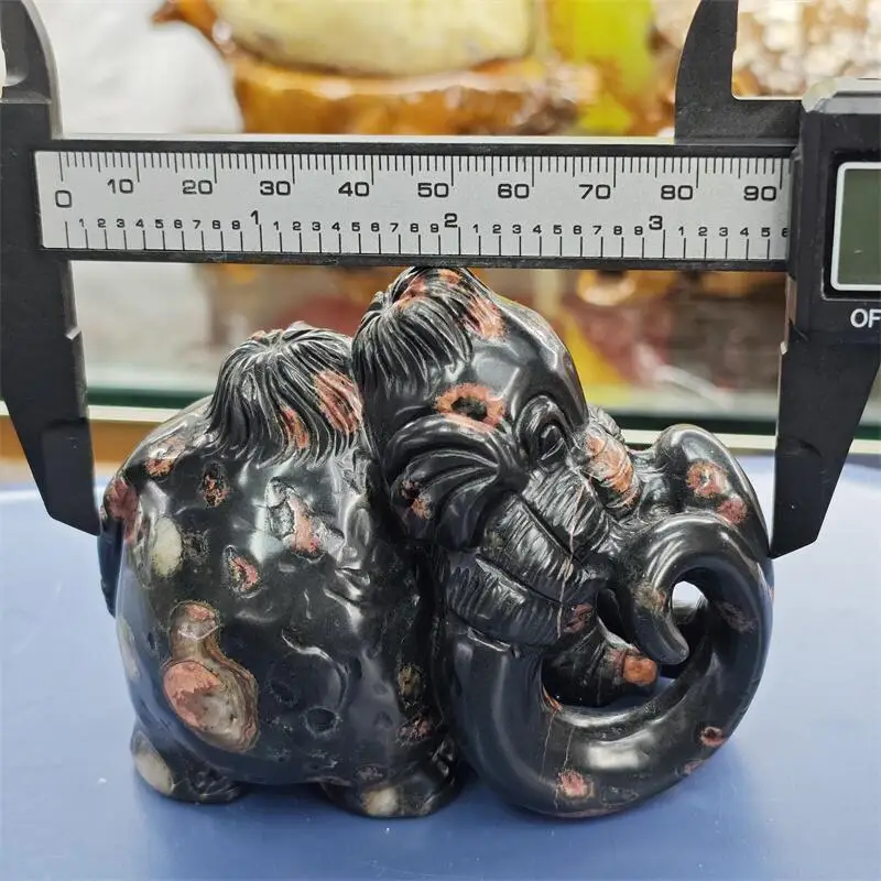 Natural Agate Mammoth Elephant Carving Crystal Fortune Statue Fortune Money Good Luck Room Decor Gift 1PCS