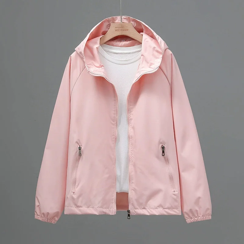 Thin Trench Coat Women Spring Autumn New Double Hooded Windbreaker Wind-Proof Waterproof Sports Outwear Female Fashion Joker Top