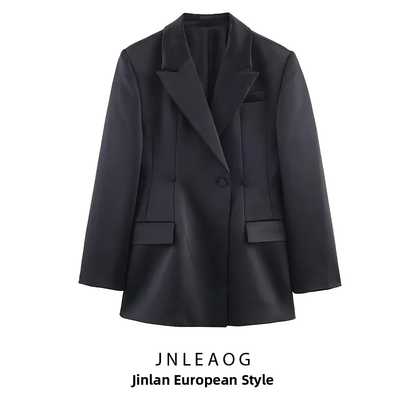 

Модный женский костюм с узором «гусиная лапка» JNLEAOG, осенняя новинка, свободный крой, длинный рукав, деловой стиль, полиэстер